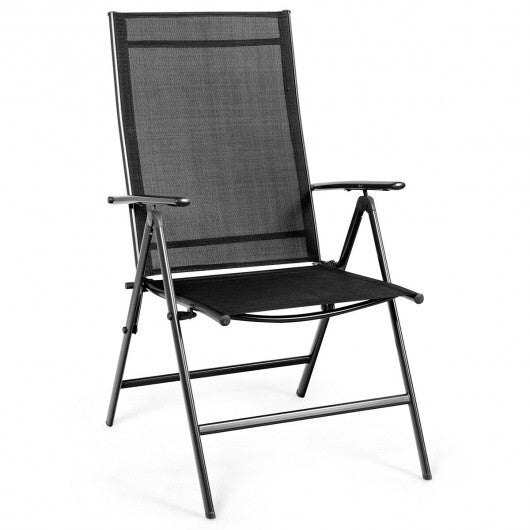 Set of 2 Adjustable Portable Patio Folding Dining Chair Recliners-Black