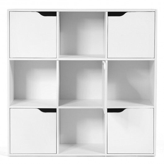 9-Cube Wooden Freestanding Bookcase for Home and Office-Gray
