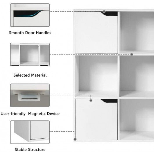 9-Cube Wooden Freestanding Bookcase for Home and Office-Gray