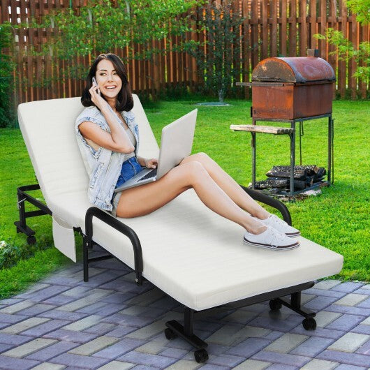 Adjustable Guest Single Bed Lounge Portable Wheels
