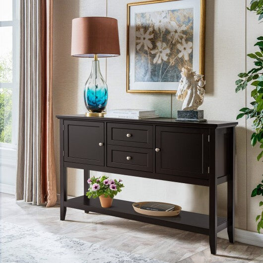 Wooden Sideboard Buffet Console Table  with Drawers and Storage-Gray