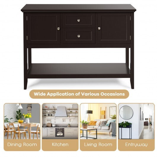Wooden Sideboard Buffet Console Table  with Drawers and Storage-Gray