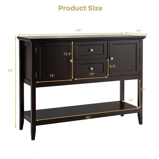Wooden Sideboard Buffet Console Table  with Drawers and Storage-Gray