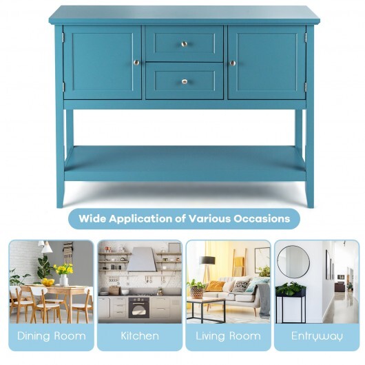 Wooden Sideboard Buffet Console Table  with Drawers and Storage-Gray