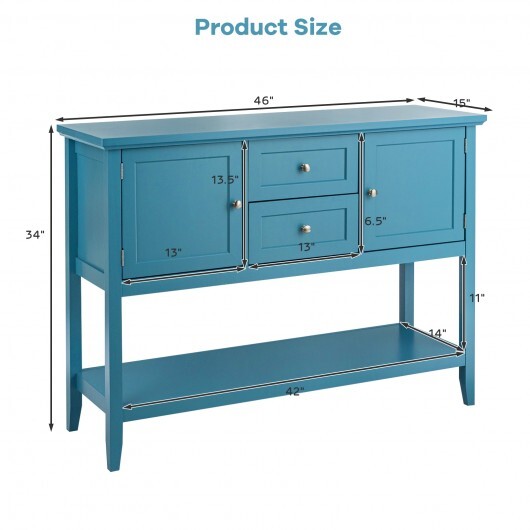 Wooden Sideboard Buffet Console Table  with Drawers and Storage-Gray