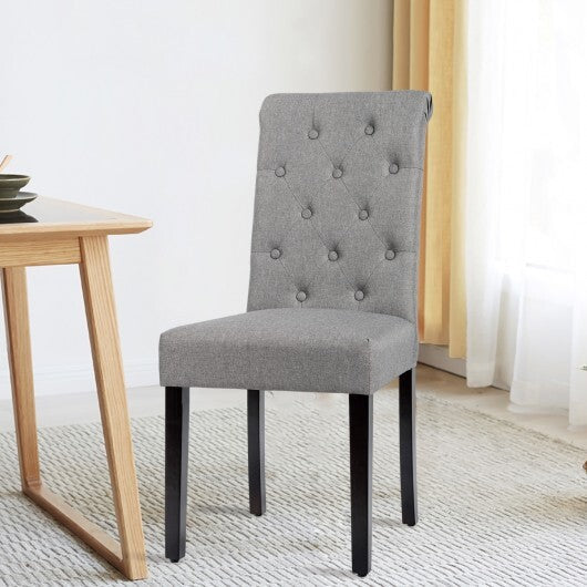 2 Pieces Tufted Dining Chair Set with Adjustable Anti-Slip Foot Pads-Blue and White