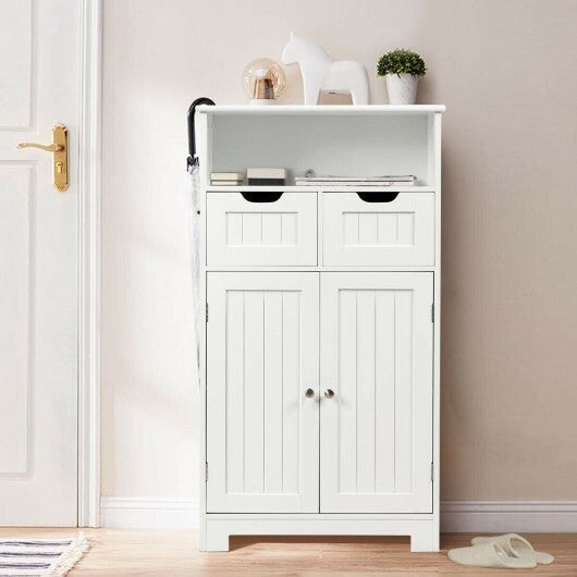 Bathroom Wooden Side Cabinet  with 2 Drawers and 2 Doors-Black
