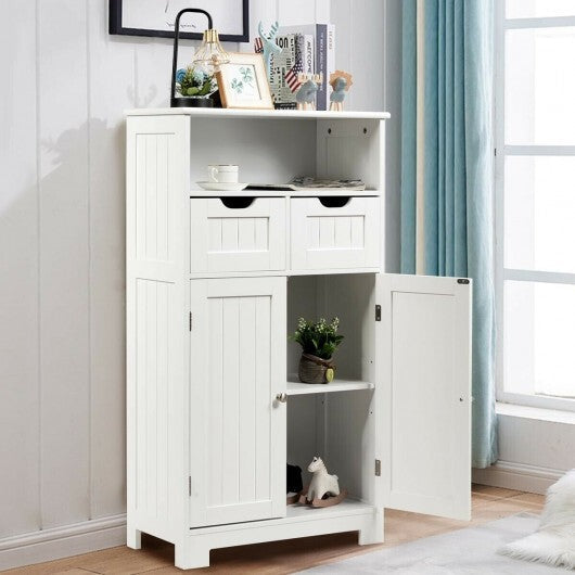 Bathroom Wooden Side Cabinet  with 2 Drawers and 2 Doors-Black