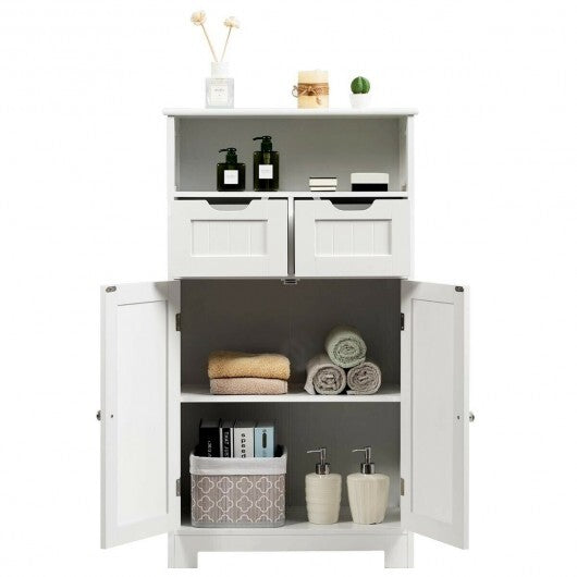 Bathroom Wooden Side Cabinet  with 2 Drawers and 2 Doors-Black