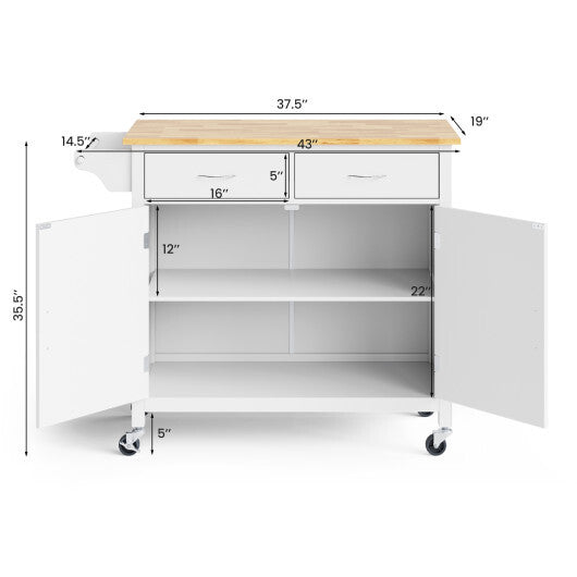 Modern Rolling Kitchen Cart Island with Wooden Top-Brown
