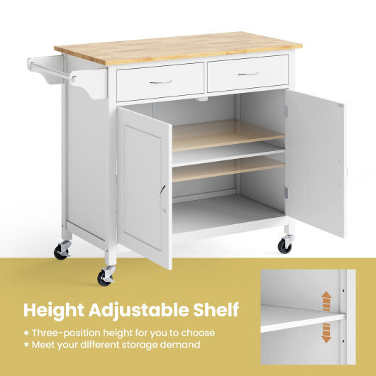 Modern Rolling Kitchen Cart Island with Wooden Top-Brown