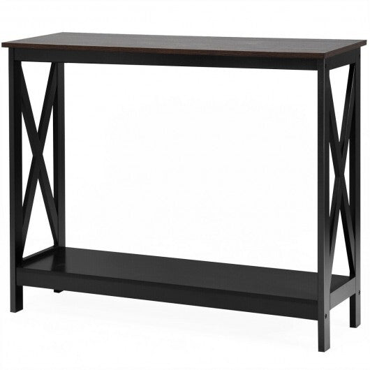 2-Tier Console X-Design Sofa Side Accent Table-White
