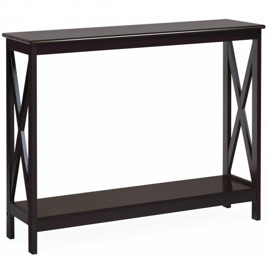 2-Tier Console X-Design Sofa Side Accent Table-White