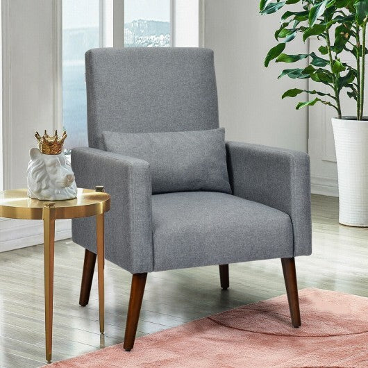 2-in-1 Fabric Upholstered Rocking Chair with Pillow-Beige