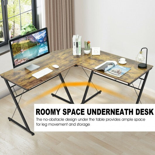 59 Inches L-Shaped Corner Desk Computer Table for Home Office Study Workstation-Black
