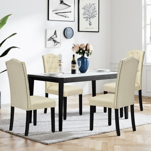 Set of 2 Tufted Upholstered Dining Chairs-Gray