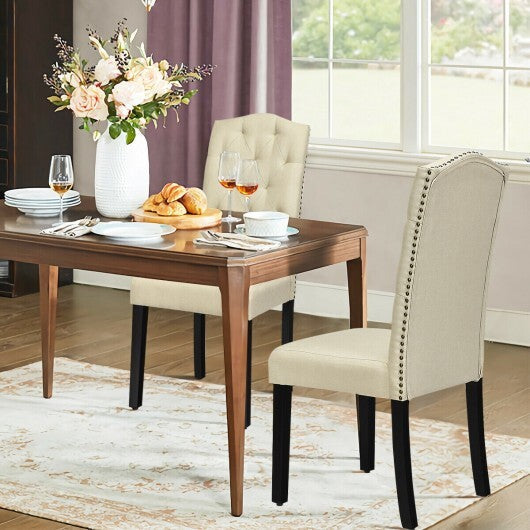 Set of 2 Tufted Upholstered Dining Chairs-Gray