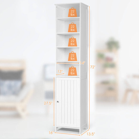 72 Inches Free Standing Tall Floor Bathroom Storage Cabinet-Gray