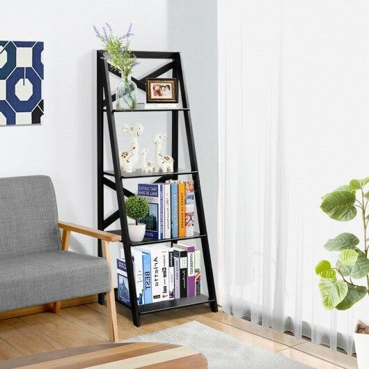 2 Pieces 4-Tier Wood Display Storage Bookshelf Set-White
