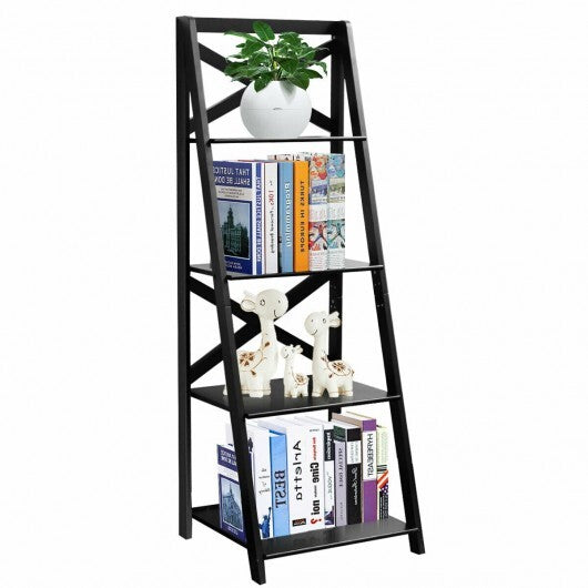 2 Pieces 4-Tier Wood Display Storage Bookshelf Set-White