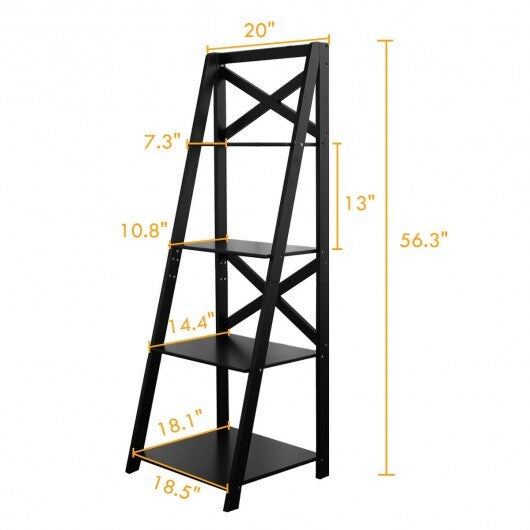 2 Pieces 4-Tier Wood Display Storage Bookshelf Set-White