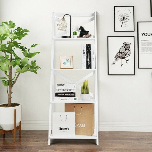 2 Pieces 4-Tier Wood Display Storage Bookshelf Set-White