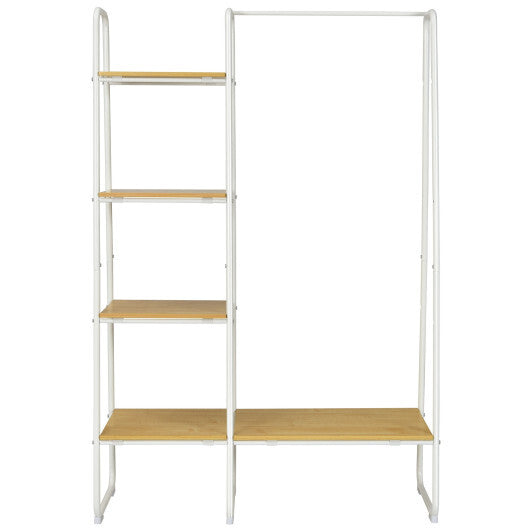 Clothes Rack Freestanding Storage Tower with Hanging Bar-Black