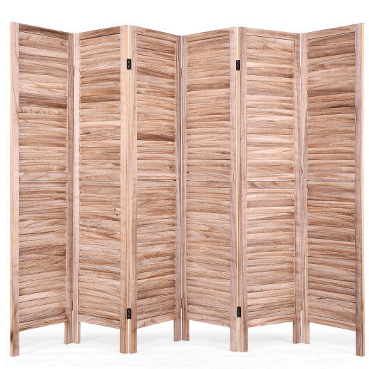 6 Panels Classic Venetian Wooden Slat Room Screen-White