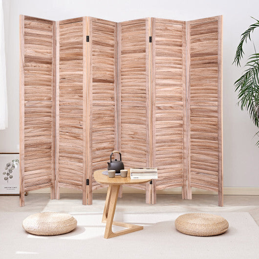 6 Panels Classic Venetian Wooden Slat Room Screen-White