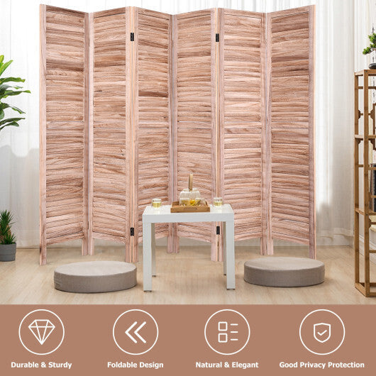 6 Panels Classic Venetian Wooden Slat Room Screen-White