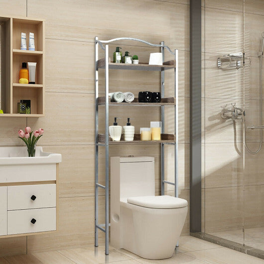 3-Tier Over-The-Toilet Bathroom Spacesaver Storage Rack-Silver