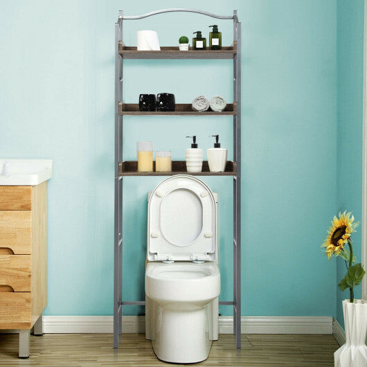 3-Tier Over-The-Toilet Bathroom Spacesaver Storage Rack-Silver