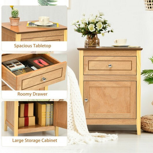 2-Tier Accent Table with Spacious Tabletop-Cherry