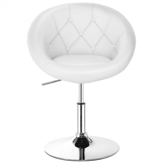 1 Piece Modern Adjustable Swivel Round PU Leather Chair-Black