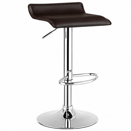 Set of 2 Adjustable PU Leather Backless Bar Stools-Black