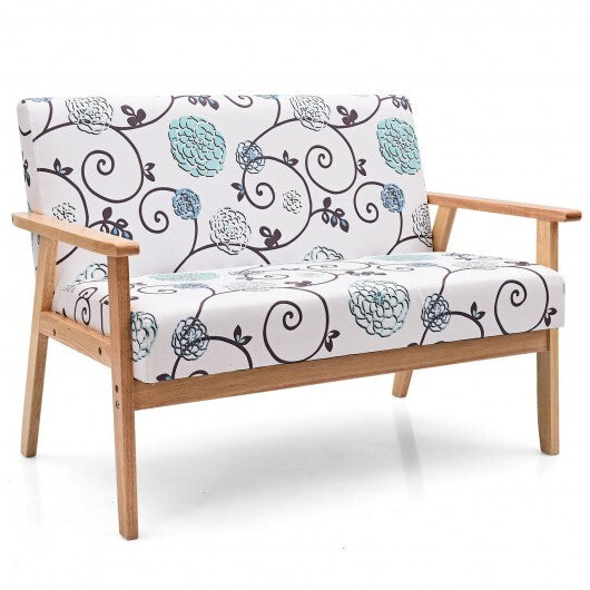 Modern Fabric Loveseat Sofa Couch Upholstered 2-Seat Armchair-Yellow
