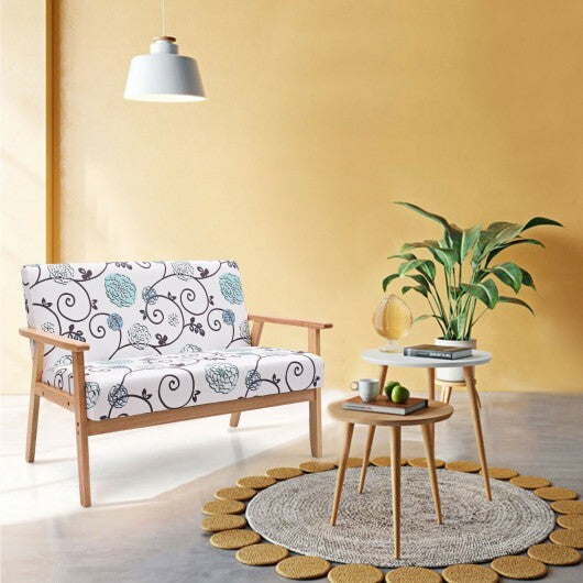 Modern Fabric Loveseat Sofa Couch Upholstered 2-Seat Armchair-Yellow