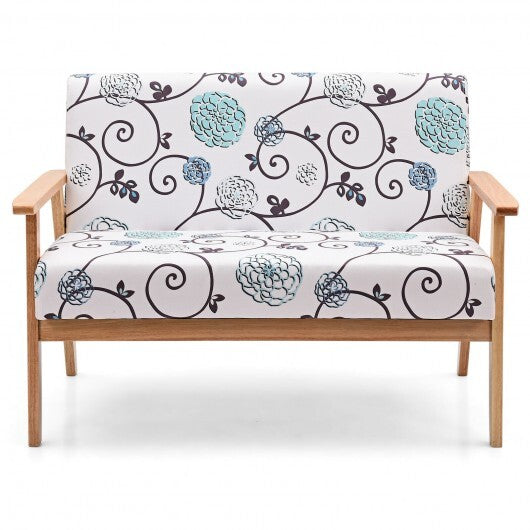 Modern Fabric Loveseat Sofa Couch Upholstered 2-Seat Armchair-Yellow
