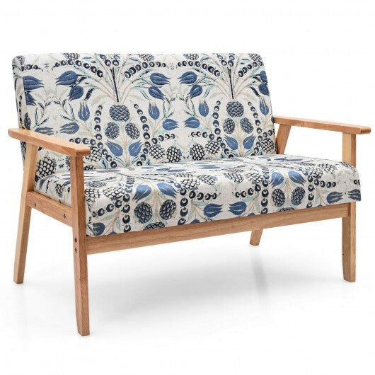Modern Fabric Loveseat Sofa Couch Upholstered 2-Seat Armchair-Yellow