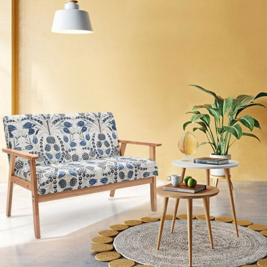 Modern Fabric Loveseat Sofa Couch Upholstered 2-Seat Armchair-Yellow