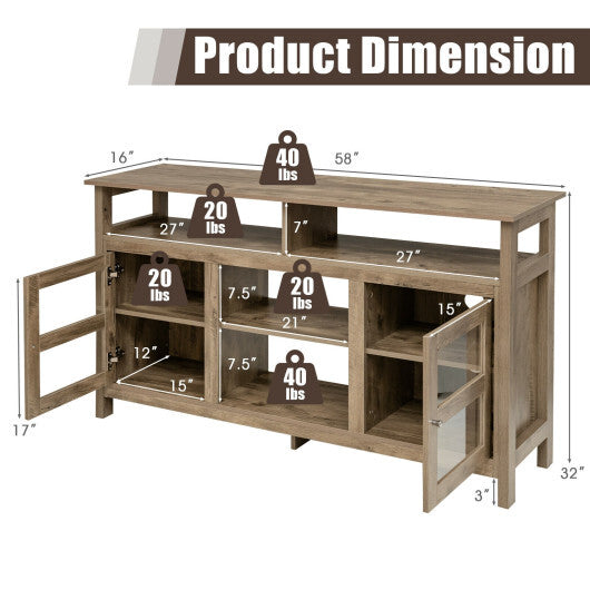 58 Inch TV Stand Entertainment Console Center with 2 Cabinets-Black