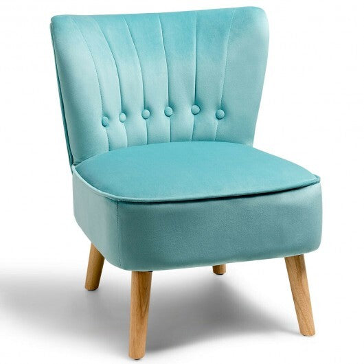 Armless Accent Chair Tufted Velvet Leisure Chair-Blue