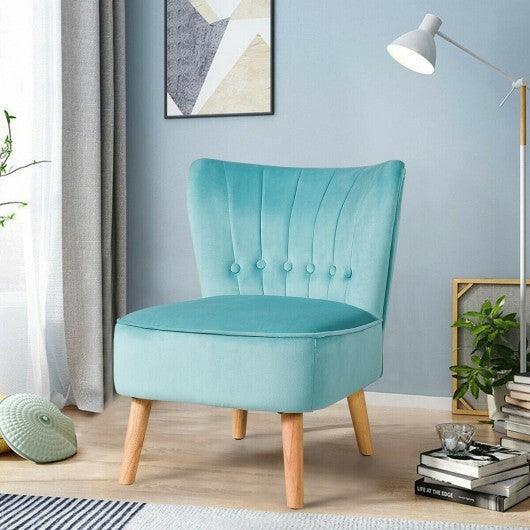 Armless Accent Chair Tufted Velvet Leisure Chair-Blue