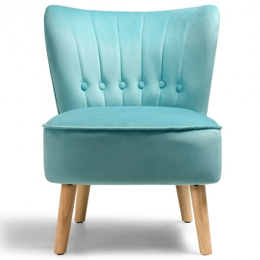 Armless Accent Chair Tufted Velvet Leisure Chair-Blue