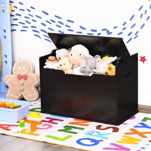 Kids Toy Wooden Flip-top Storage Box Chest Bench with Cushion Hinge-White