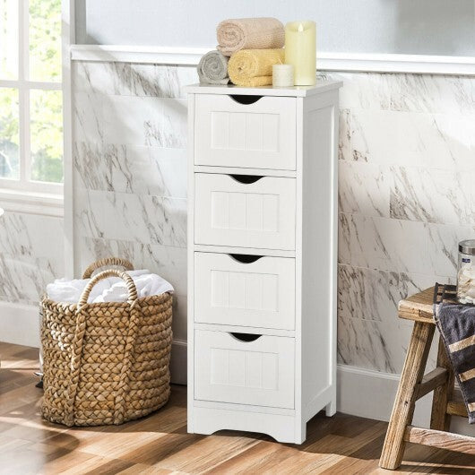 4-Drawer Freestanding Floor Cabinet with Anti-Toppling Device-Black