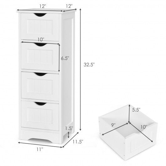 4-Drawer Freestanding Floor Cabinet with Anti-Toppling Device-Black
