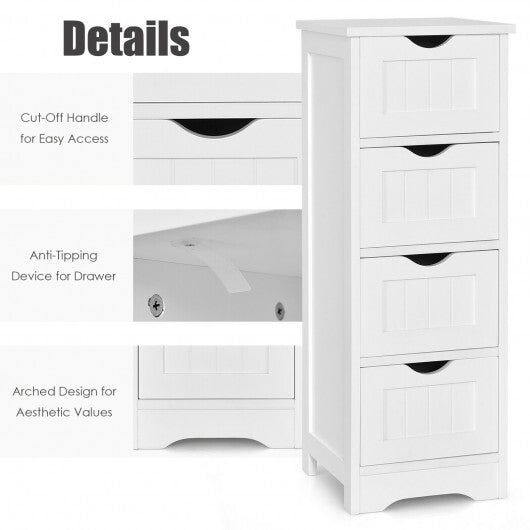 4-Drawer Freestanding Floor Cabinet with Anti-Toppling Device-Black