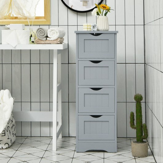4-Drawer Freestanding Floor Cabinet with Anti-Toppling Device-Black