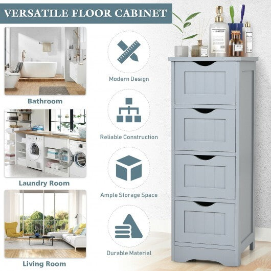 4-Drawer Freestanding Floor Cabinet with Anti-Toppling Device-Black